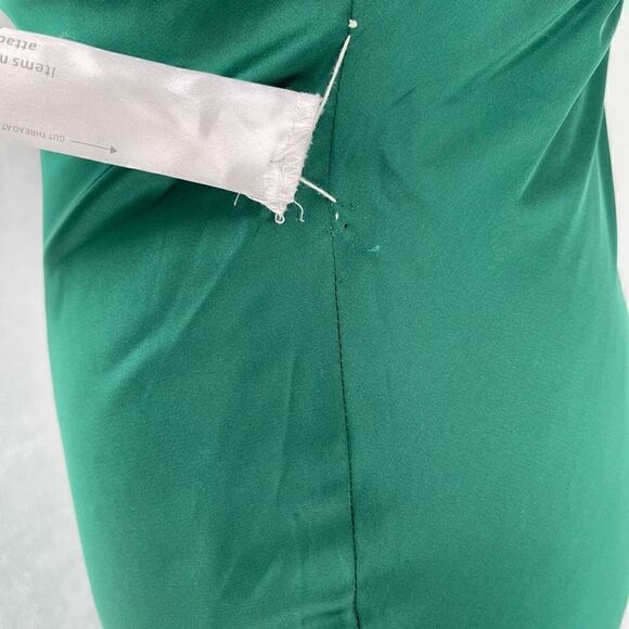 NWOT Ieena For MacDuggal One Shoulder Double Strap Satin Gown Emerald Green 4 - Picture 14 of 14